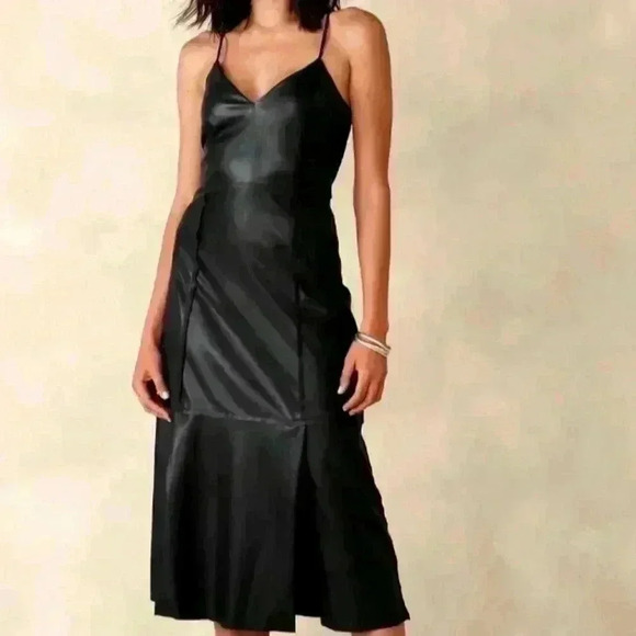 BANANA REPUBLIC VEGAN LEATHER MIDI DRESS - Picture 1 of 5